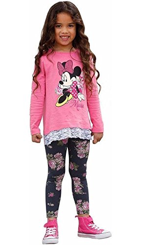 Disney Mädchen Set Langarmshirt + Leggings (2tlg.) Minni Mouse (Pink, 140/146) von Disney