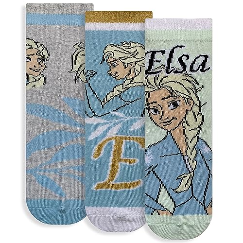 Disney Mädchen Socken Frozen Elsa Set 3 Paar Baumwolle 6222, Mehrfarbig 1, 27-30 von Disney