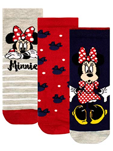 Disney Mädchen Socken Packung mit 3 Minnie Mouse Mehrfarbig 27/30 von Disney