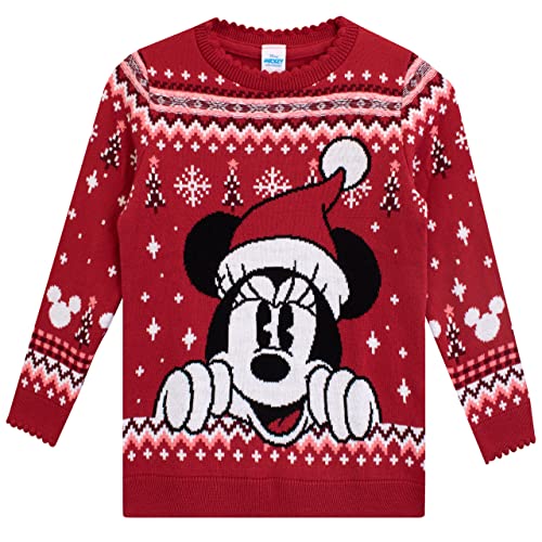Disney Mädchen Weihnachtspullover Minnie Mouse Rot 116 von Disney