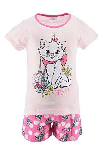 Disney Marie T-Shirt und Shorts für Mädchen, Schlafanzug aus Weicher Baumwolle, Aristokaten Design 2-Teiliges Set für Mädchen, Größe 3 Jahre - Rosa von Disney