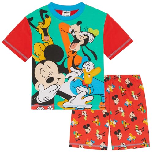 Disney Mickey, Donald, Goofy, Pluto - Lachen-Pyjama mit kurzen Ärmeln - 100% Baumwolle - 4-5 Jahre: 110cm von Disney