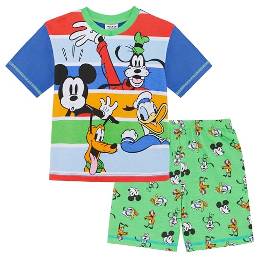 Disney Mickey, Donald, Goofy, Pluto - Streifen-Pyjama mit kurzen Ärmeln - 100% Baumwolle - 2-3 Jahre: 98cm von Disney