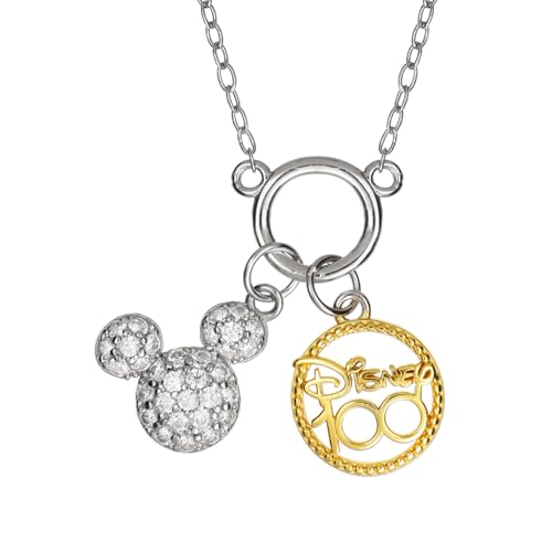 Disney Mickey Halskette, limitierte Ausgabe, 100 Jahre, Sterlingsilber, mit Münze aus Zirkonia, für Kinder und Mädchen, Schmuck, UNICO, Sterling Silber, Zirkon von Disney