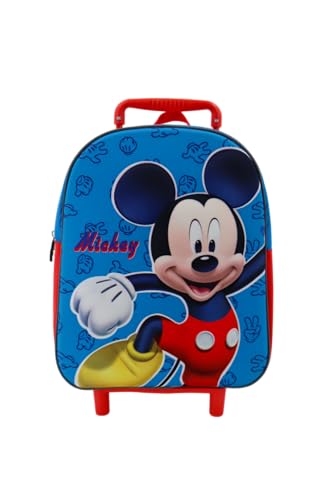 Disney Mickey Maus Kinder Trolley Kinderkoffer Weichgepäck Polyester 30,5 x 24 x 14 cm - verstellbare und fixierbare Teleskopstange, rot/blau von Disney