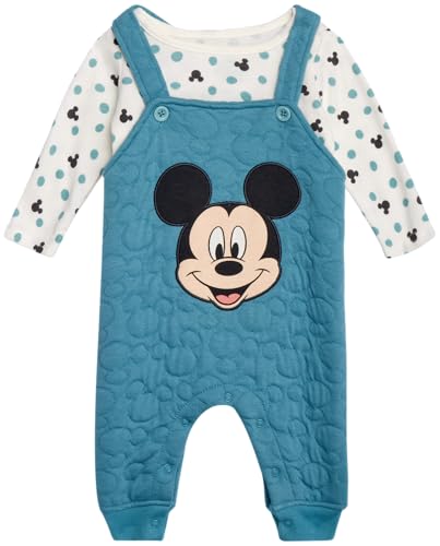 Disney Mickey Mouse Baby Jungen 2-teiliges Overall-Set Outfit, Grüne Micky Maus, 0-3 Monate von Disney