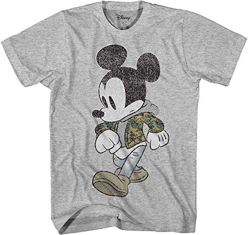 Disney Mickey Mouse Camo Distressed Camouflage Adult Mens Graphic T-Shirt, Meliert, Mittel von Disney