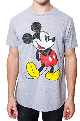 Disney Mickey Mouse Classic Distressed Standing T-Shirt(Grey Heather,X-Large) von Disney