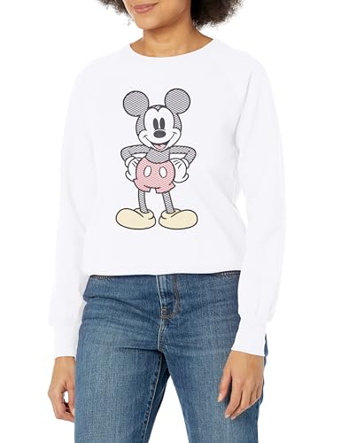 Disney Mickey Mouse Damen-Sweatshirt aus Fleece, Weiss/opulenter Garten, M von Disney