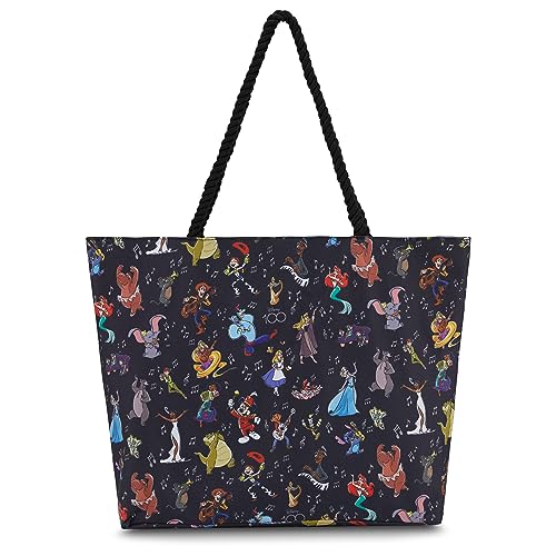 Disney Mickey and Stitch Tragetasche – Mädchen, Jungen, Teenager, Erwachsene – Mickey Minnie Maus, Stich, klassische Canvas-Tragetasche, Reisetasche, Schwarz, Einheitsgröße von Disney