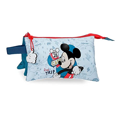 Disney Micky Road Trip Dreifach Federmäppchen Blau 22x12x5 cm Polyester von Disney