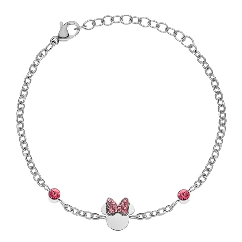 Disney Minnie Mädchen-Armband, Edelstahl, Kristall, One Size, Disney Schmuck von Disney