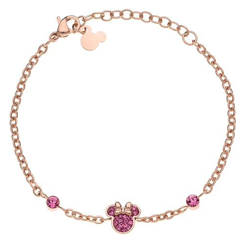 Disney Minnie Mädchen-Armband, Edelstahl, Zirconia Kristall, Disney Schmuck, Rosa von Disney