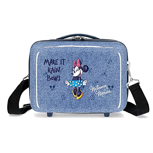 Disney Minnie Make it Rain Bows Verstellbarer Kulturbeutel mit Schultertasche, Blau, 29 x 21 x 15 cm, starr, ABS 9.14L von Disney