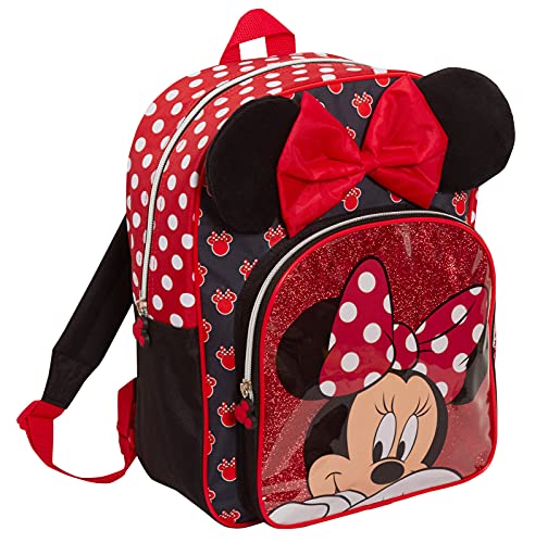 Disney Minnie Mouse Mädchen-Rucksack für Kinder, Luxus-Schultasche, Kindergarten-Rucksack, Lunch-Büchertasche, schwarz/red, Einheitsgröße, Rucksack von Disney