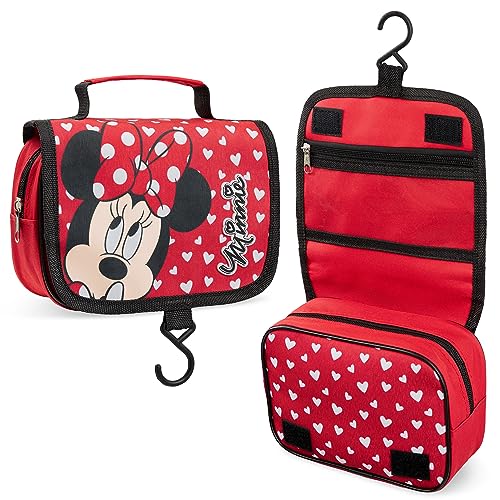 Disney Minnie Maus und Lilo und Stitch Kulturbeutel Kinder - Kosmetiktasche Groß mit Durchsichtige Tasche Mädchen (Rot Minnie) von Disney