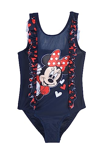 Disney Minnie Mouse Badeanzug für Mädchen, Einteiliger Badeanzug, Herz-Design, Schwimm Badeanzug, Geschenk für Mädchen, Größe 4 Jahre, Blau von Disney