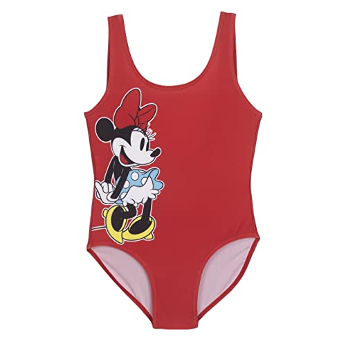 Disney Minnie Mouse Badeanzug für Mädchen, Schwimmen Kostüm für Mädchen, Schwimmanzug Minnie Maus Design, Geschenk für Mädchen, Größe 6 Jahre, Rot von Disney