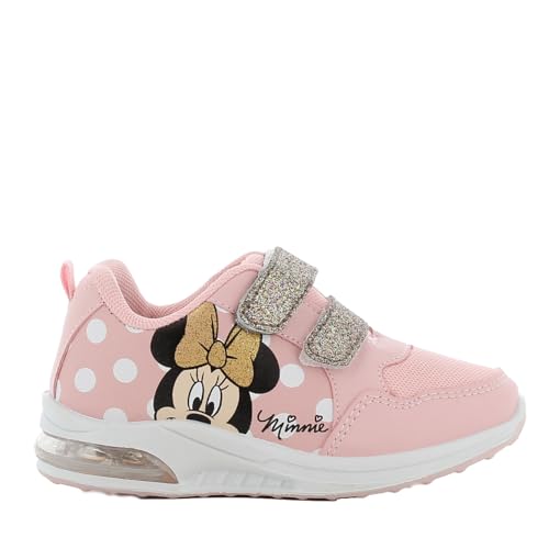 Disney Minnie Mouse Kinderschuhe von 2 bis 8 Jahre, LED Leuchtschuhe Mädchen mit Minnie Maus Motiv 25 EU, Turnschuhe mit Licht und Klettverschluss, Blink Sneaker ideal fur Schule und Freizeit, Rosa von Disney