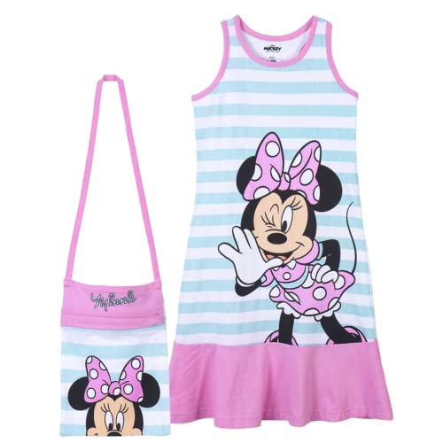 Disney Minnie Mouse Kleid für Mädchen, Klassisches Design, Kleid und Tasche für Mädchen, Kurzarmkleid für Mädchen, Weiche Baumwolle, Größen 2 bis 6 Jahre (4 Jahre) von Disney