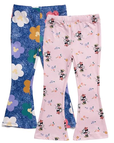 Disney Minnie Mouse Leggings, 2er-Pack, ausgestellte Hosen für Kleinkinder, Mädchen, Minnie Mouse Multi, 2 Jahre von Disney