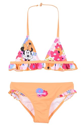 Disney Minnie Mouse Mädchen Bikini mit Blumenmuster, Zweiteiliger Badeanzug, Größe 3 Jahre | Orange von Disney