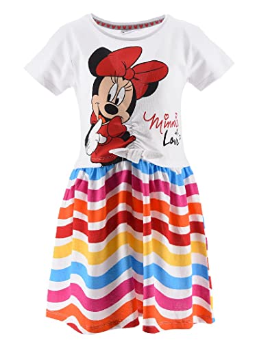 Disney Minnie Mouse Mädchen Kleid, Klassisches Design, Sommerkleid für Mädchen, Kurzarm Kleid für Mädchen, Weiche Baumwolle, Größen 3 bis 8 Jahre (as3, Age, 8_Years, Regular, Weiß, 8 Jahre) von Disney