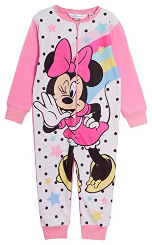 Disney Minnie Mouse Einteiler für Mädchen, Schlafanzug, Fleece-Schlafanzug mit Reißverschluss, Kindernachtwäsche, Rose, 5-6 Jahre von Disney