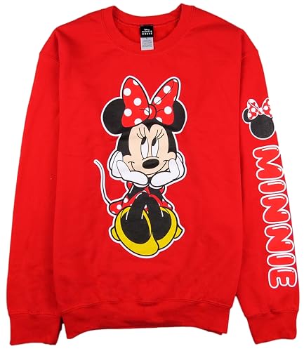 Disney Minnie Mouse Pullover Sweatshirt, Niedliches Rot, Medium von Disney