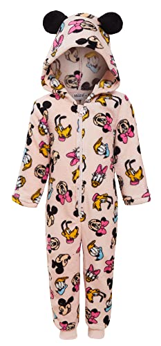 Disney Minnie Mouse & Friends Einteiler für Mädchen Fleece-Schlafanzug mit Reißverschluss, hellrosa, 3 Jahre von Disney