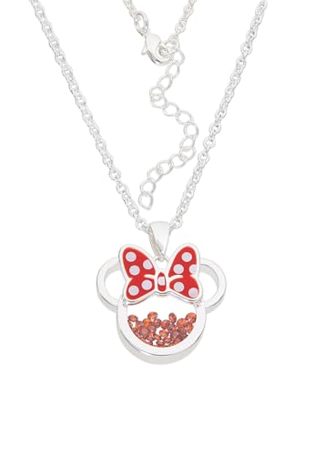 Disney Minnie Silver Plated Brass with Red Enamel Bow January Birthstone Floating Stone Necklace CF00308SJANL-Q.PH von Disney