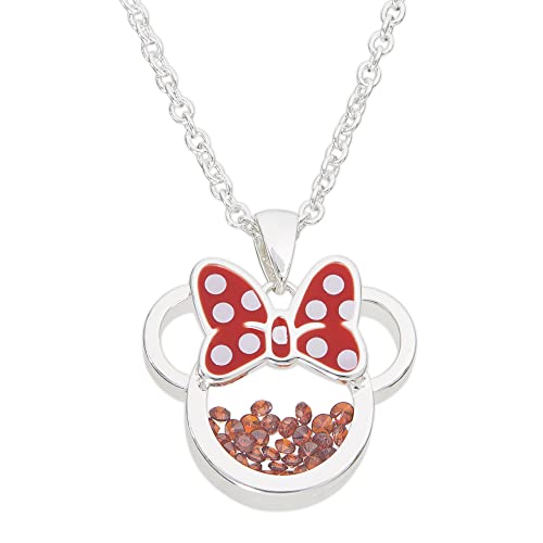 Disney Minnie Silver Plated Brass with Red Enamel Bow January Birthstone Floating Stone Necklace CF00308SJANL-Q.PH von Disney