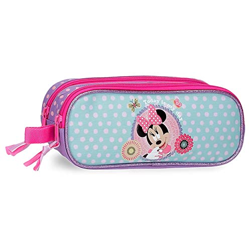 Disney Minnie Today is my day Doppeltes lila Federmäppchen, 23 x 9 x 7 cm, Polyester von Disney