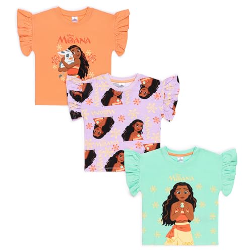 Disney Moana T-Shirts für Mädchen | Moana Top Multipack 3er Pack | 100% Baumwolle | Kurzarm Alter 2-12 Jahre, mehrfarbig, 5-6 Jahre von Disney