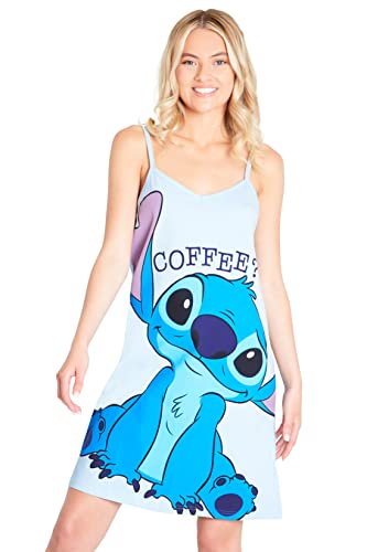 Disney Nachthemd Damen Ärmellos Nachtkleid Spaghettiträgern Schlafshirt Stitch Mickey Minnie Aristocats Marie Damen Teenager Mädchen Nachtwäsche S-XL (M, Blau Stitch) von Disney