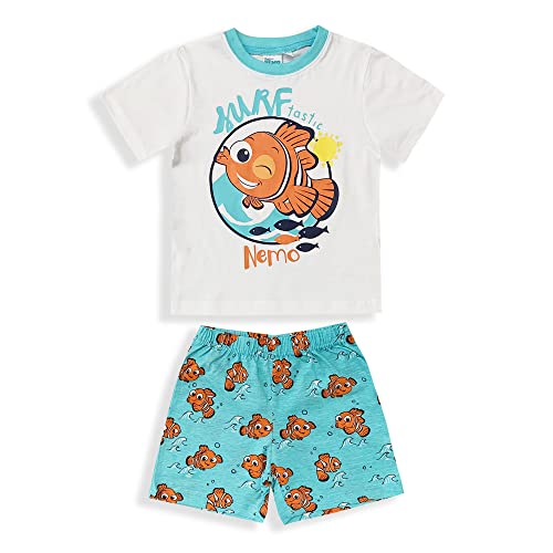 Disney Nemo Kinder Schlafanzug T-Shirt und Shorts aus Baumwolle Sommer 6029, Weiß, 3 Jahre von Disney