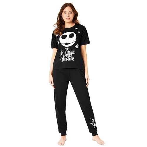 Disney Nightmare Before Christmas Pyjama für Damen und Teenager - Weihnachten Damen Schlafanzug S-2XL (Schwarz/Christmas, 2XL) von Disney