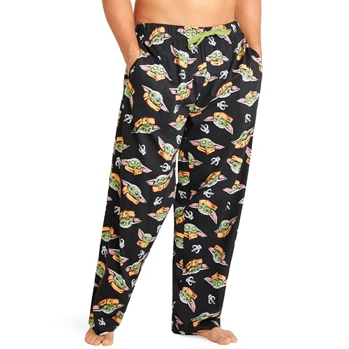 Disney Nightmare Before Christmas Pyjamahose Herren Lang - Baby Yoda Schlafanzug Herren Lang in den Größen S-3XL (Schwarz Baby Yoda, 3XL) von Disney