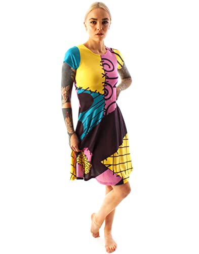 Disney Nightmare Before Christmas Sally Damen-Kostümkleid mit kurzen Ärmeln von Disney