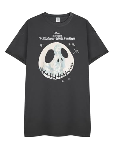 Disney Nightmare Before Christmas Sally & Jack Damen-Nachthemd-T-Shirt | Sally & Jack-Charakter-Grafik-Nacht-T-Shirt für Erwachsene in Schwarz | Damen-Schlafoberteil mit Charakter-Print von Disney