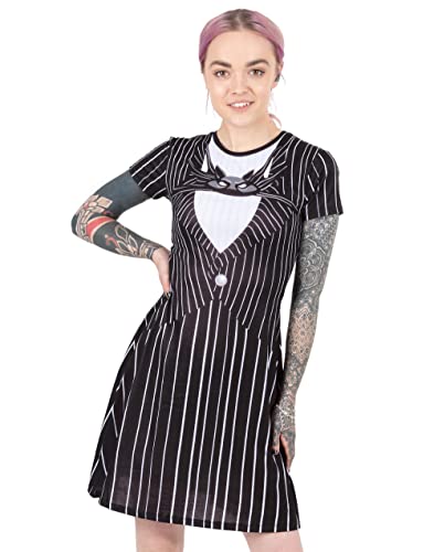 Disney Nightmare Before Christmas Kleid für Damen | Jack Skellington Kostüm Outfit Merchandise 3XL Schwarz von Disney