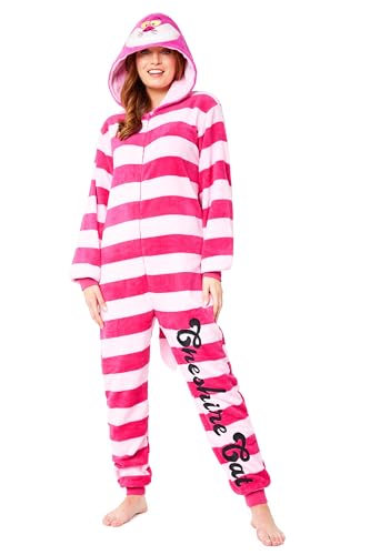 Disney Onesie Damen - Stitch Einteiler Pyjama - Eeyore, Minnie, Maleficent Schlafanzug Onesie - Größen von S-XXL (Rosa Cheshire Cat, XL) von Disney