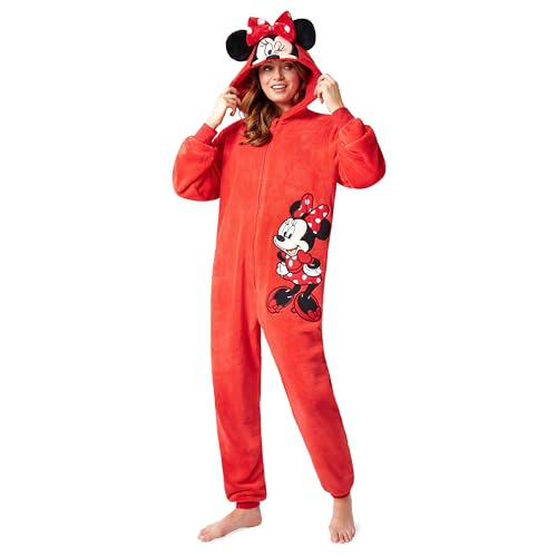 Disney Onesie Damen - Stitch Einteiler Pyjama - Eeyore, Minnie, Maleficent Schlafanzug Onesie - Größen von S-XXL (Rot Minnie, M) von Disney