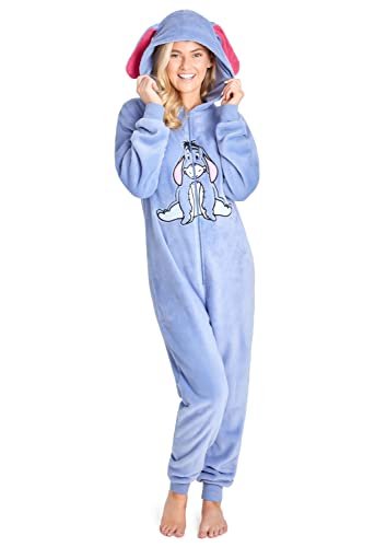 Disney Onesie Damen - Stitch Einteiler Pyjama - Eeyore, Minnie, Maleficent Schlafanzug Onesie - Größen von S-XXL (Blau Eeyore, L) von Disney