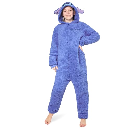 Disney Onesie für Mädchen, 4-15 Jahre - Stitch Jumpsuit - Kuschelanzug Einteiler für Mädchen (Blau Stitch, 14-15 Jahre) von Disney