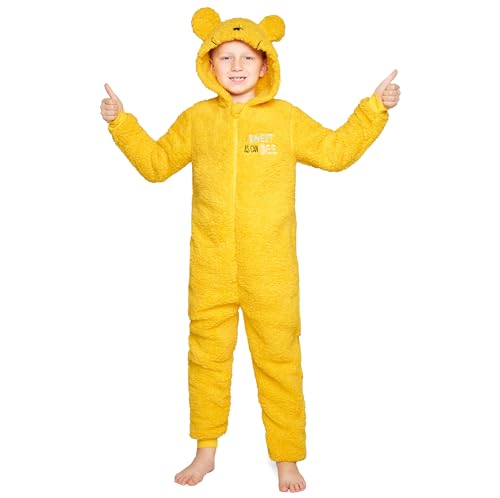 Disney Onesie für Mädchen, 4-15 Jahre - Stitch Jumpsuit - Kuschelanzug Einteiler für Mädchen (Gelb Winnie, 11-12 Jahre) von Disney