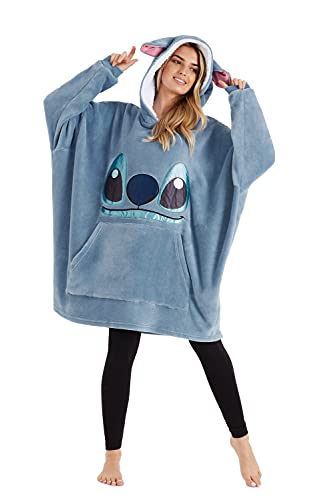 Disney Oversize Pullover Damen, Lilo und Stitch Kuschel Kapuzenpullover Damen und Teenager - Geschenke für Frauen (Blau) von Disney