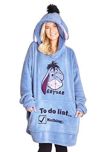 Disney Stitch Kapuzenpullover Damen Oversize Hoodie Decke mit Ärmeln Sherpa Weiche Warme und Komfortable Geschenke für Frauen Teenager (Blau Eeyore) von Disney