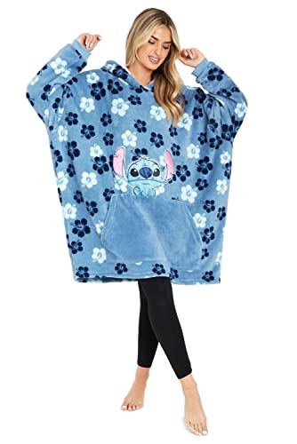 Disney Oversize Pullover Damen, Lilo und Stitch Kuschel Kapuzenpullover Damen und Teenager - Geschenke für Frauen (Blau Tropisch) von Disney