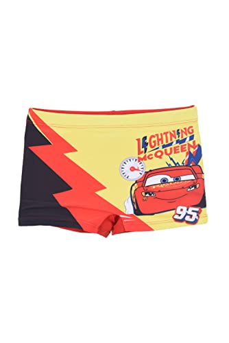 Disney Pixar Cars Badeshorts für Jungen, Badehose für Kinder, Jungen Slips, Boxer-Badeanzug Lightning McQueen Design, Größe 8 Jahre, Rot von Disney